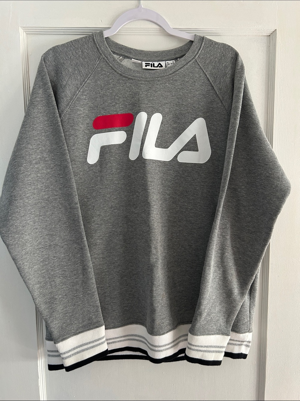 FILA Gray Crewneck Sweatshirt with White & Red Logo